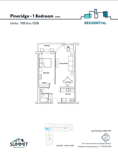 Floor plan 2 bedroom - 744 Proudfoot 1 Bed 1 Bath