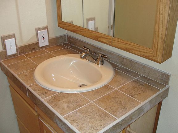 upstairs tile counter with sink