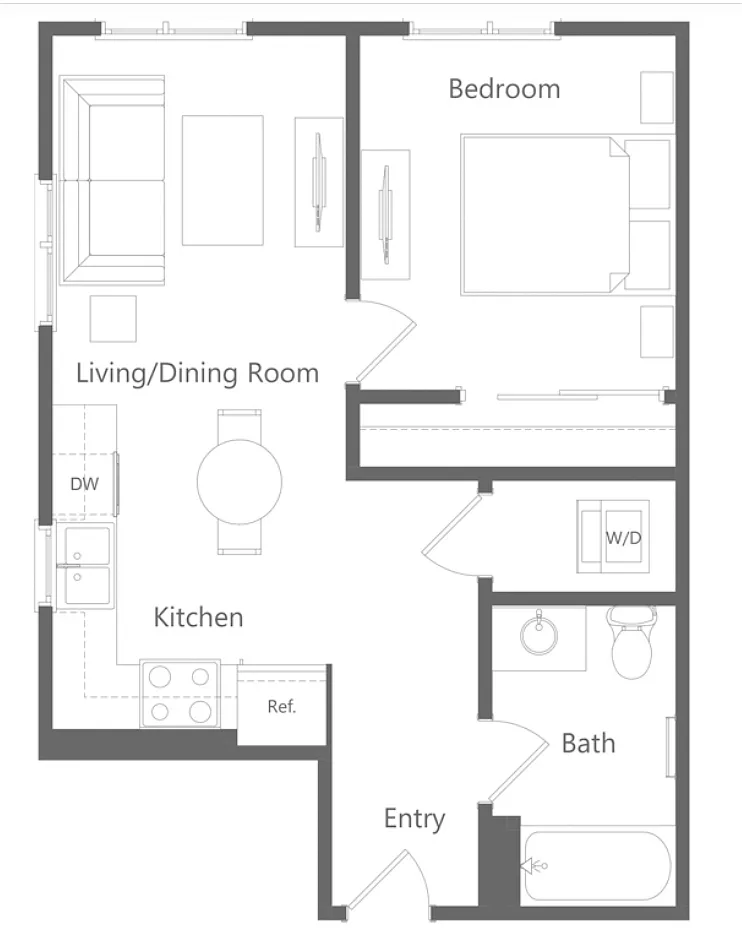 Floor plan 1B2 - 1 Bedroom