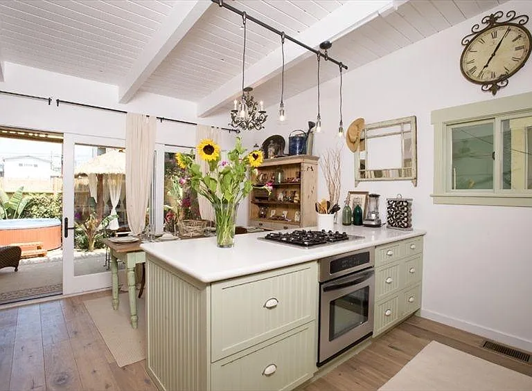 kitchen island with stove and oven