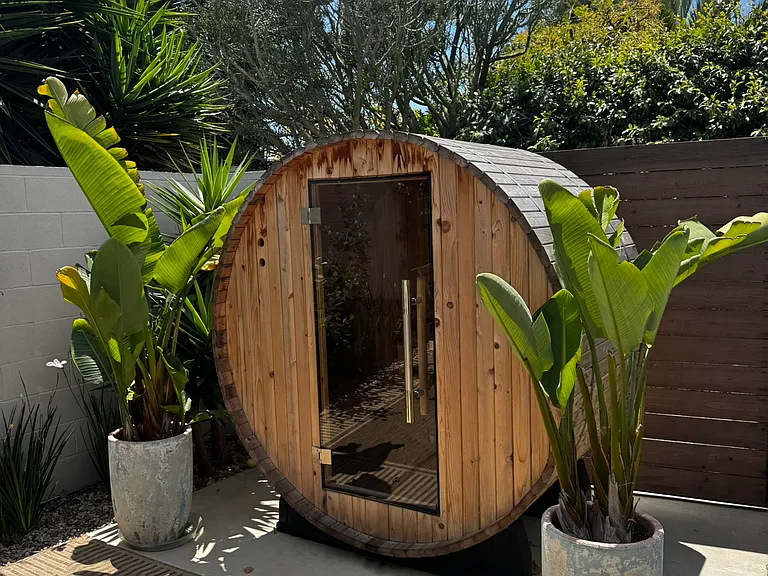 Traditional barrel sauna