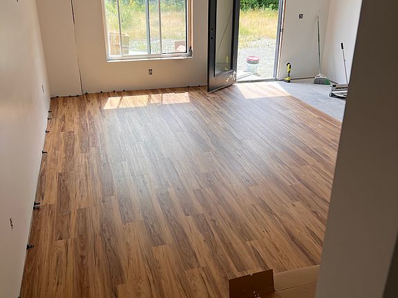 Walk-out basement flooring installation