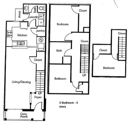 Floor plan 3 Bedroom Tri - Level