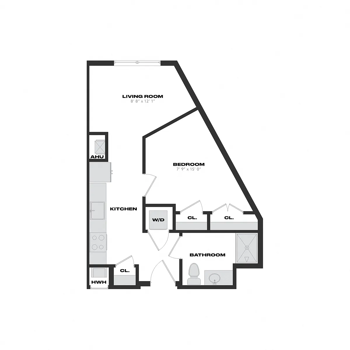 Floor plan 1 Bed/1 Bath-J3