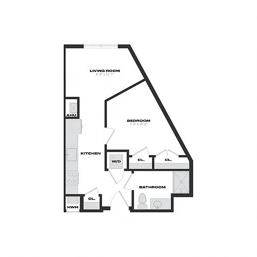 Floor plan 1 Bed/1 Bath-J3