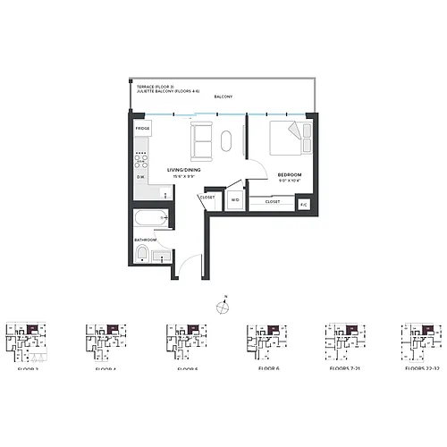 Floor plan A01 One Bedroom