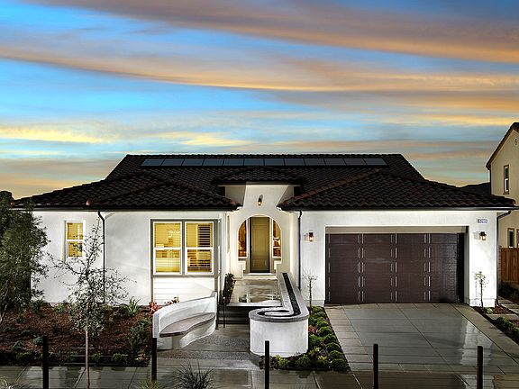 Arista At Aliento Plan 1 Model Home Front Exterior At Twilight