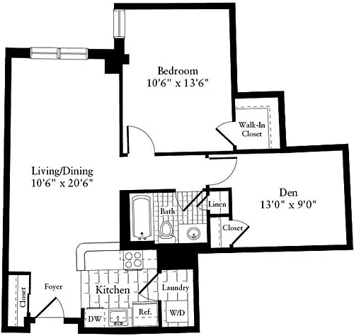 Floor plan 1 Bedroom K