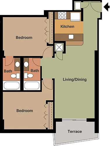Floor plan 2BD-2BA