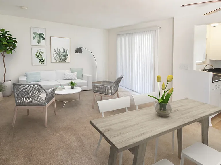 Carpeted Living and Dining Room