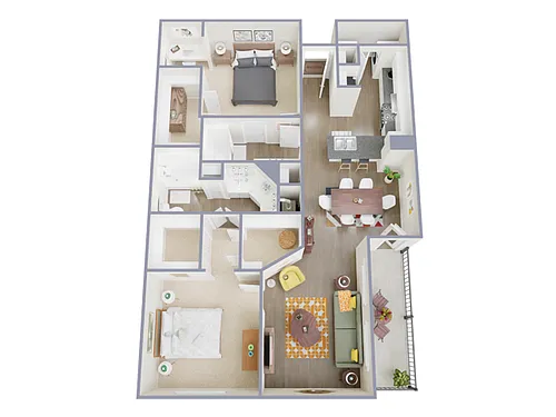Floor plan 2 Bed, 2 Bath B