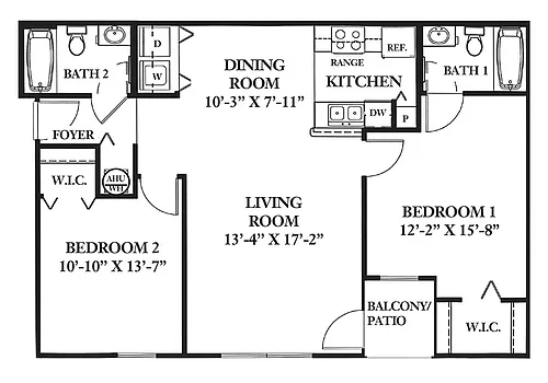 Floor plan 2 Bedroom 2 Bath