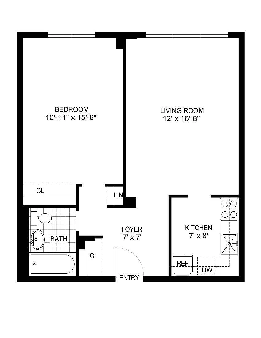 Floor plan One Bedroom/One Bath Junior