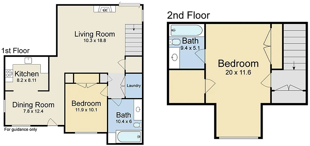 Floor plan Chapman: 2 Bed/2 Bath 986 Sq Ft