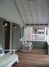 Open Front Porch w/Mahogany Wood Floor