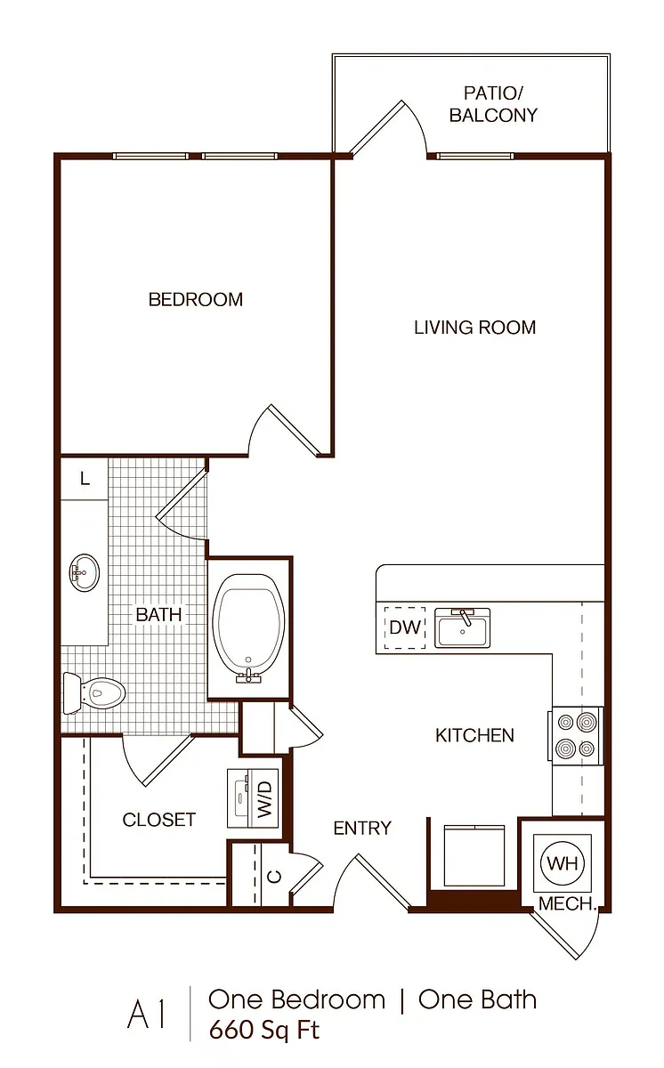 Floor plan 1 bedroom 1 bath