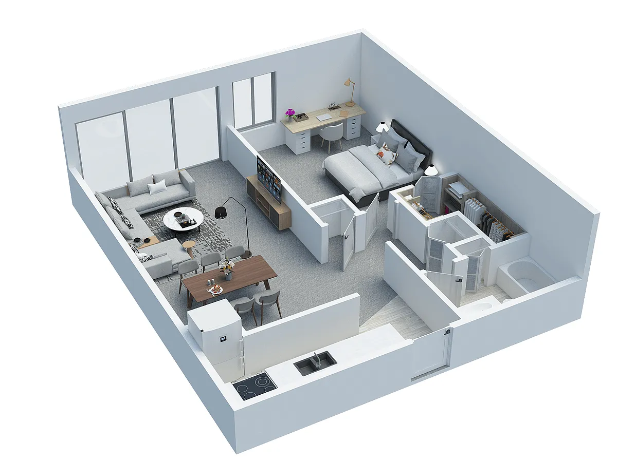 Floor plan 1 BD 1 BA