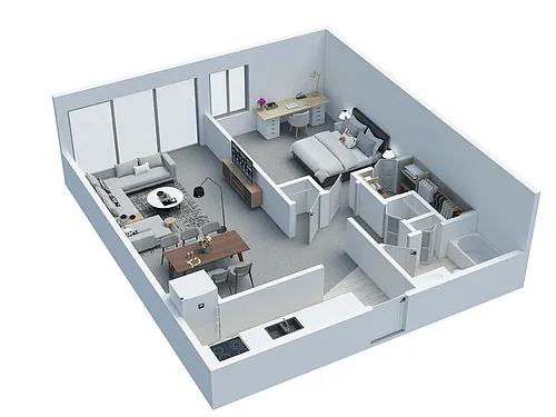 Floor plan 1 BD 1 BA