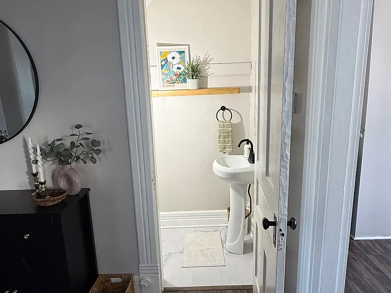 1/2 bathroom--very convenient to access on first floor