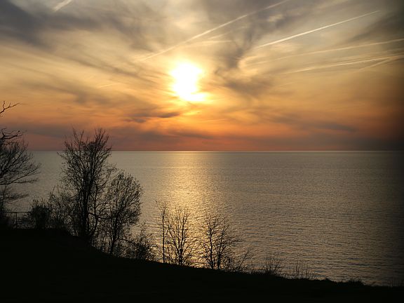 Enjoying a beautiful sunset from our deck