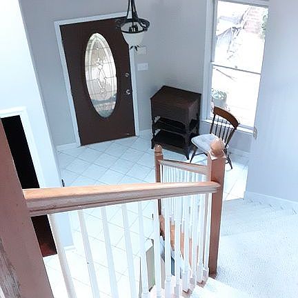 Vaulted foyer w/skylights