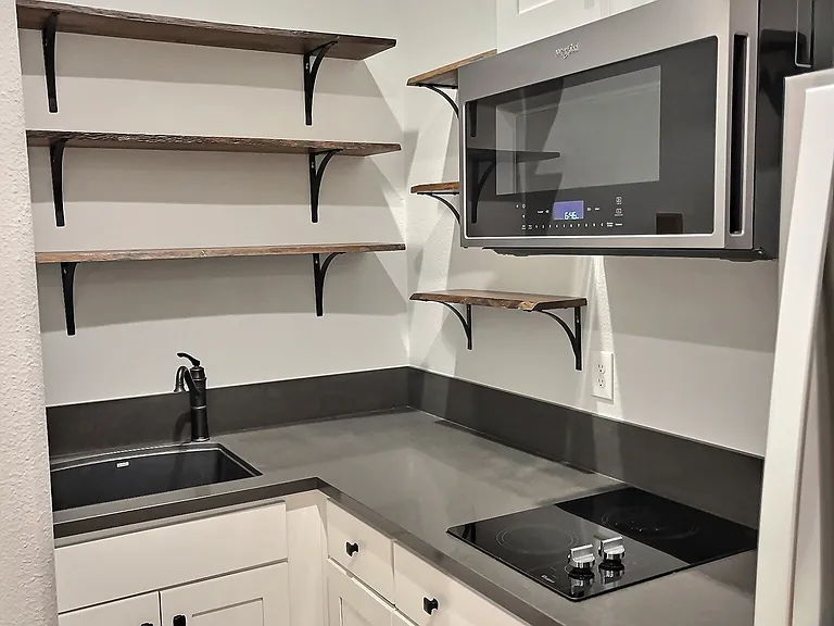 Kitchen with stainless steel modern appliances (microwave/convection oven)