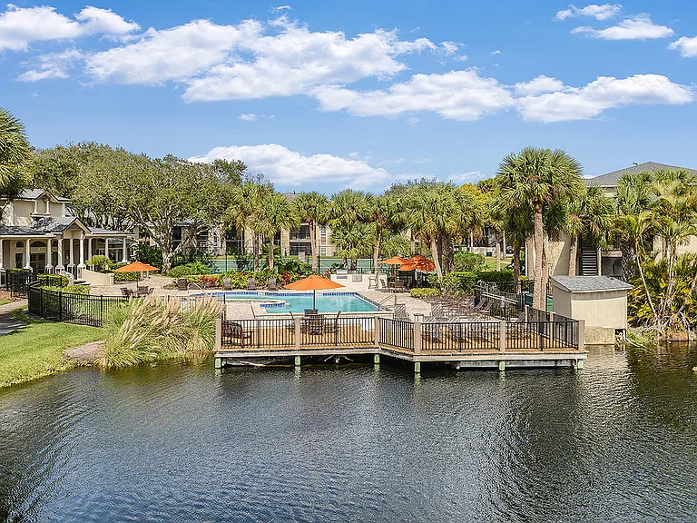 Aerial view of pool and sundeck