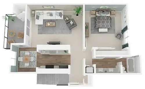 Floor plan 1BD, 1BTH B
