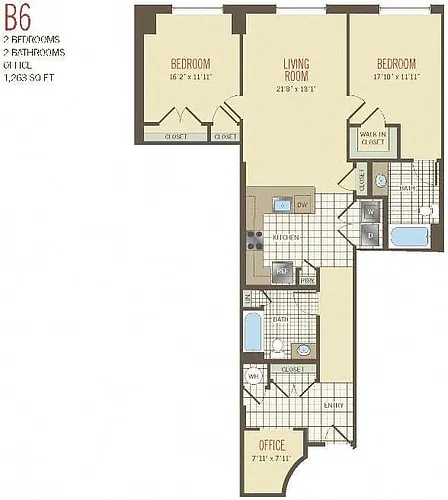 Floor plan 2 Bed 2 Bath - B6