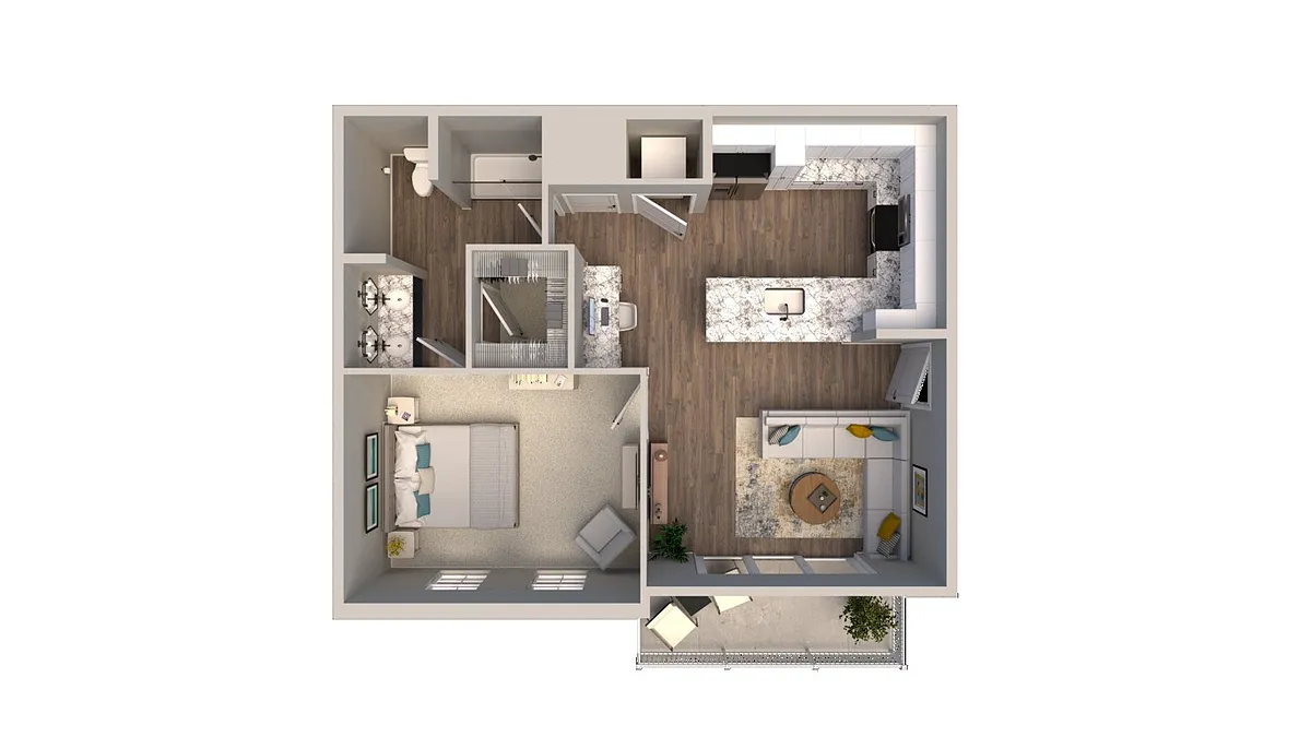 Floor plan 1 Bed 1 Bath H