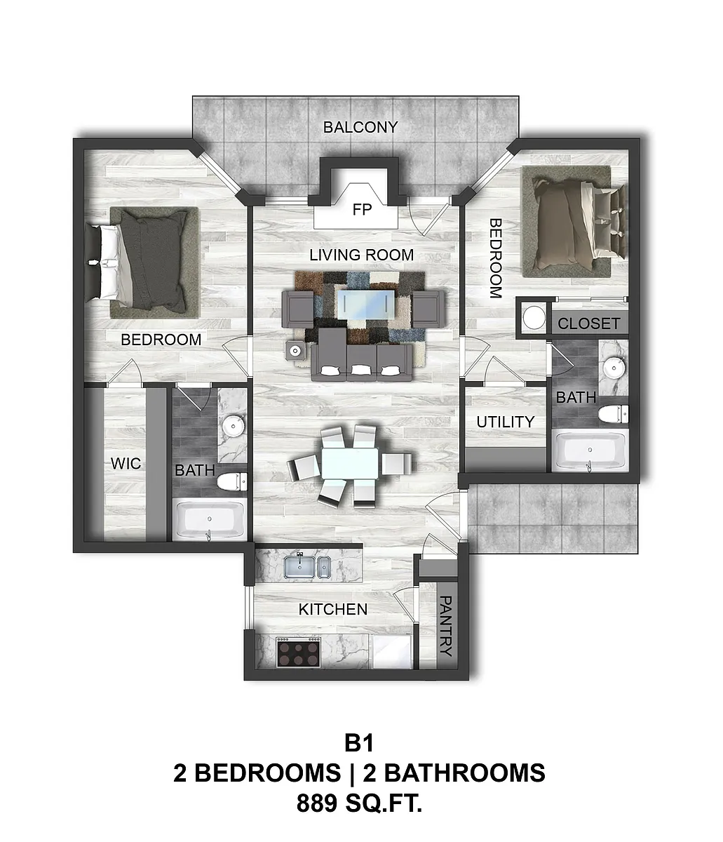Floor plan 2 bdrm 2 bath