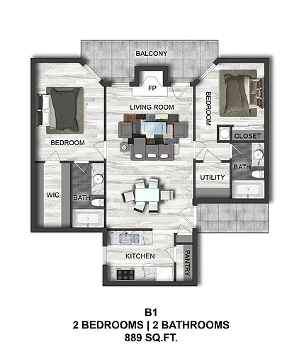Floor plan 2 bdrm 2 bath