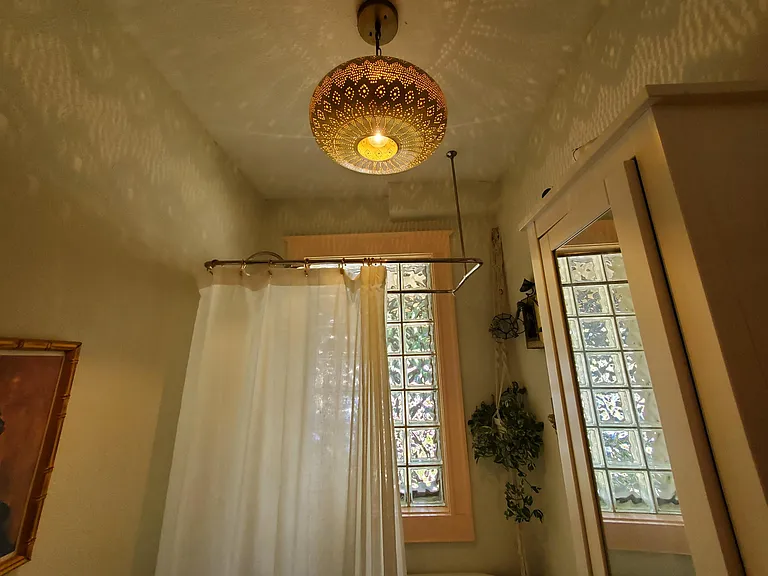Custom Morrocan lighting in bathroom