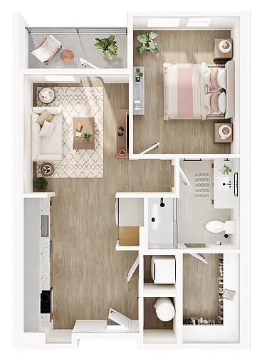 Floor plan PALMETTO PONY One Bed One Bath