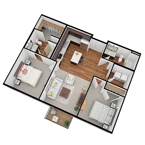 Floor plan Oaks I Two Bedroom