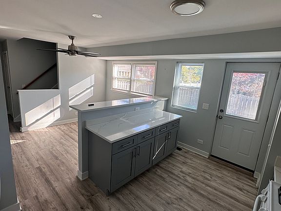 Island and dinning room area