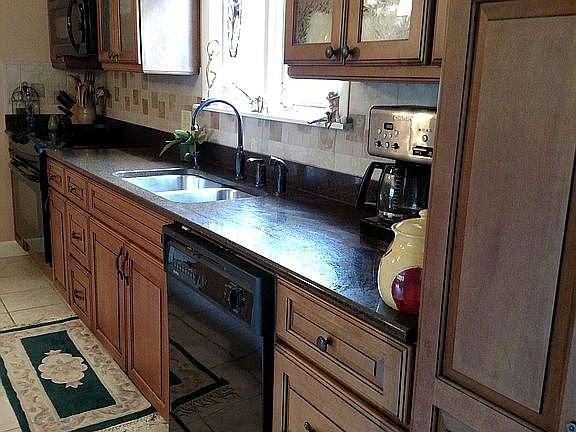 Maple cabinets stone counter