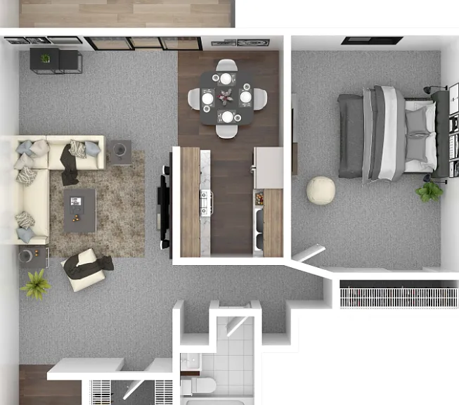 1 Bedroom B Floorplan Diagram