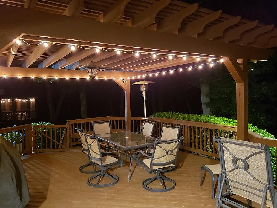 Deck at night (with pergola lights)
