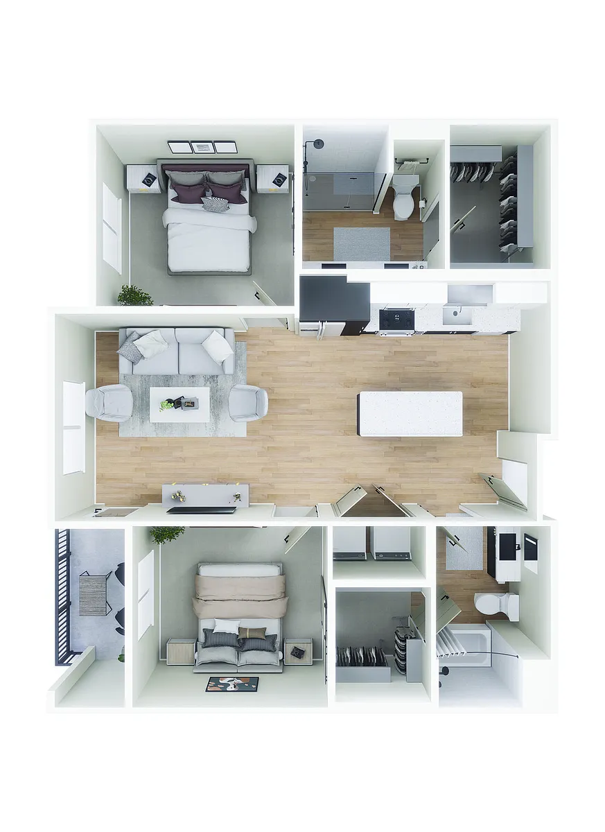 Floor plan 2BD, 2BTH B2