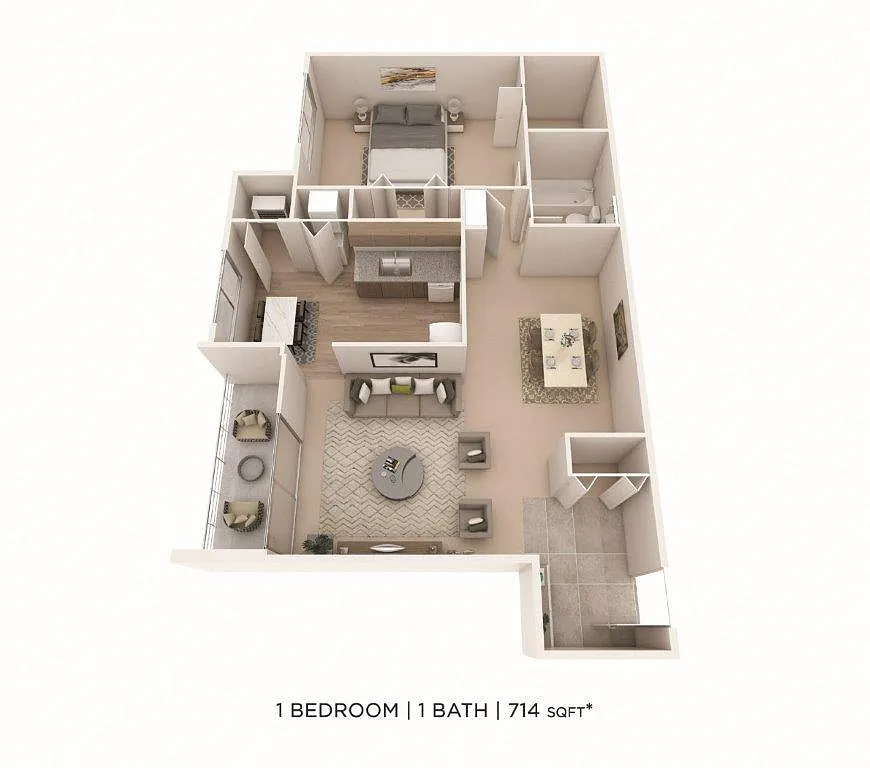 Floor plan One Bedroom - 714 sqft