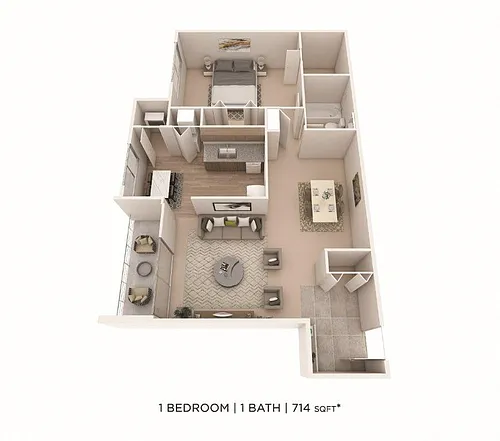 Floor plan One Bedroom - 714 sqft