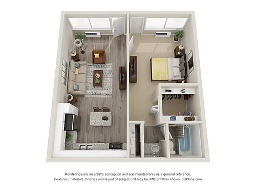 Floor plan One Bedroom, One Bathroom
