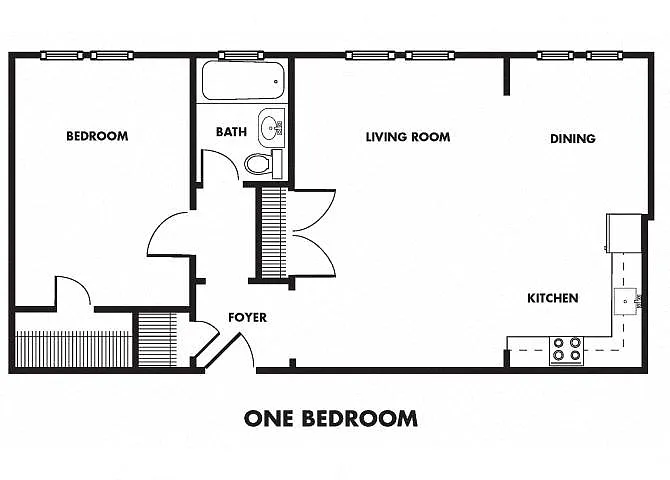 Floor plan 1 Bed | 1 Bath - A