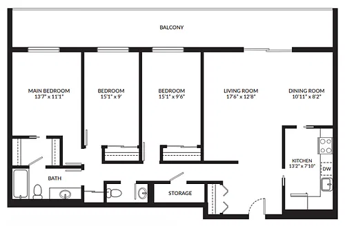Floor plan Three Bedroom