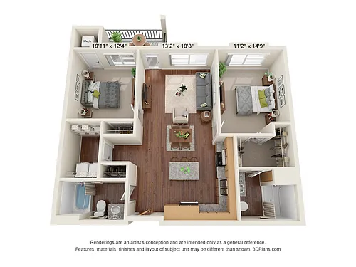 Floor plan Two Bedroom - 70%