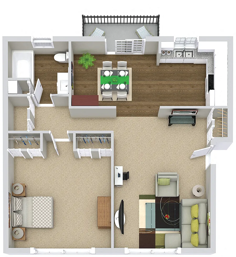 Floor plan The Quinn (1BR / 1BA)