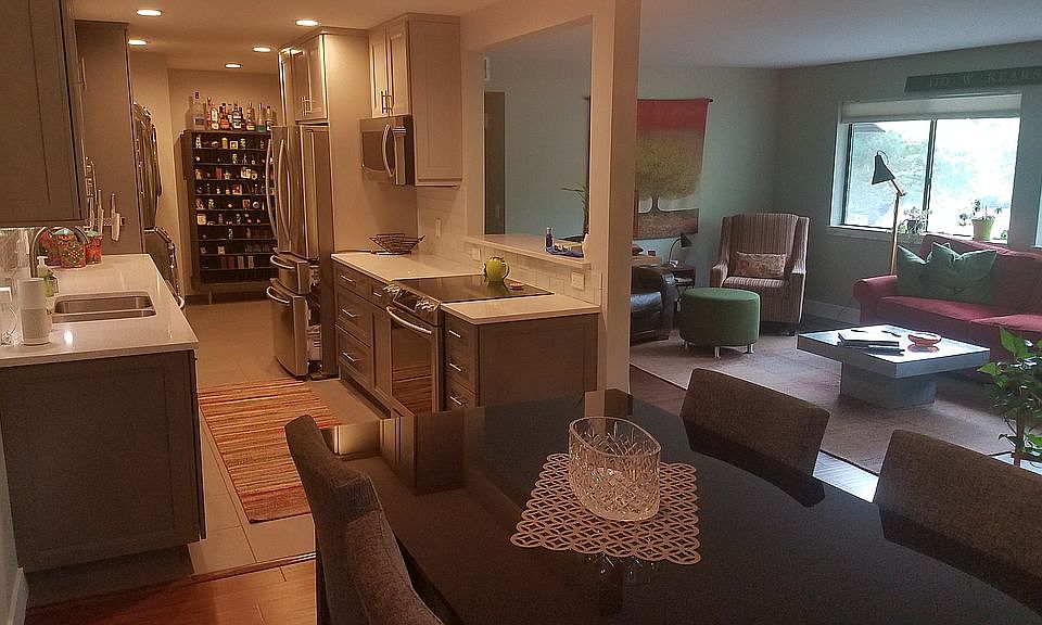 open dining, living, kitchen