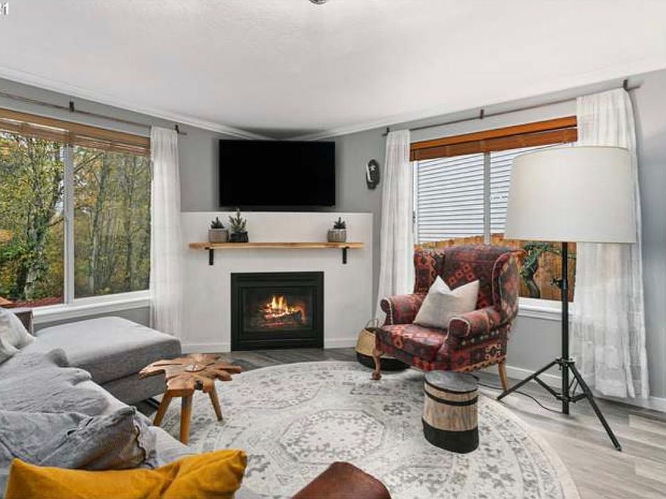 Cozy living room with open gas fire place