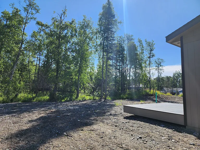Backyard continued into the wooded area.